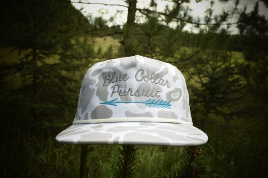 White Camo Blue Collar Pursuit Snap Back